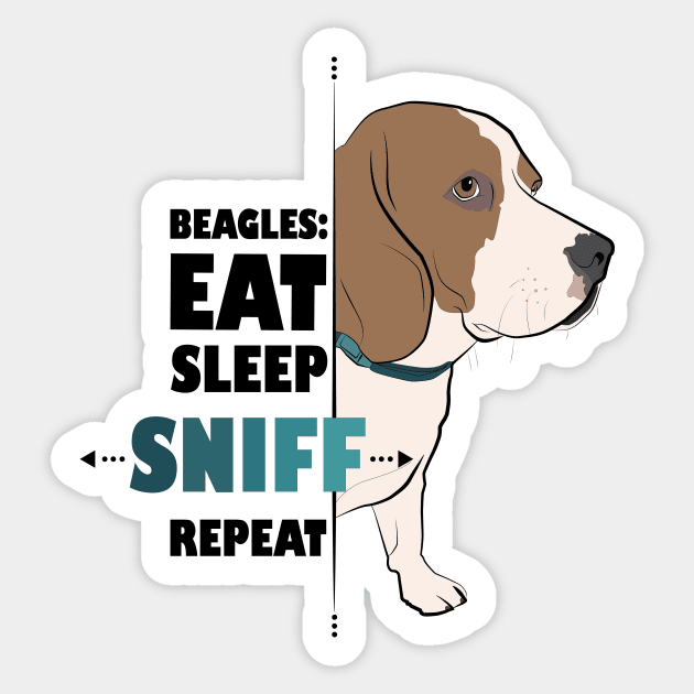 Eat, Sleep, Sniff, Repeat : Beagle Edition Sticker by Crafting Yellow